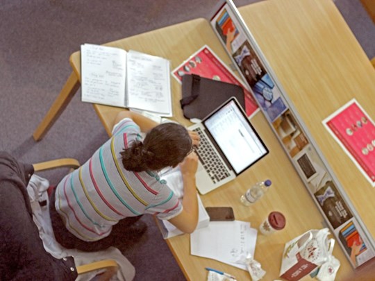Library - lady studying at desk