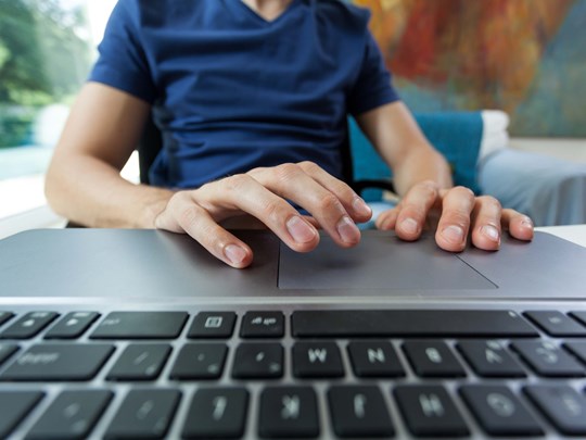 Man searching computer