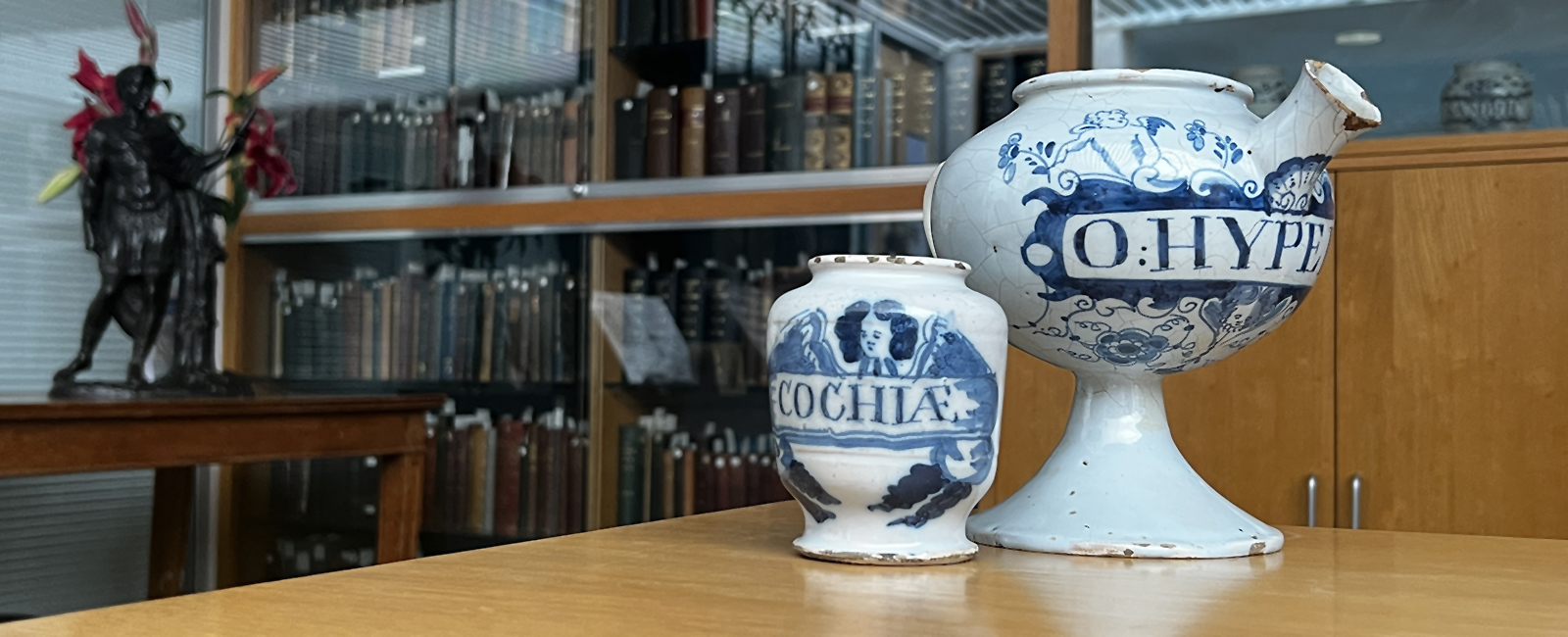 RSM Library unveils gift of English Delftware apothecary jars